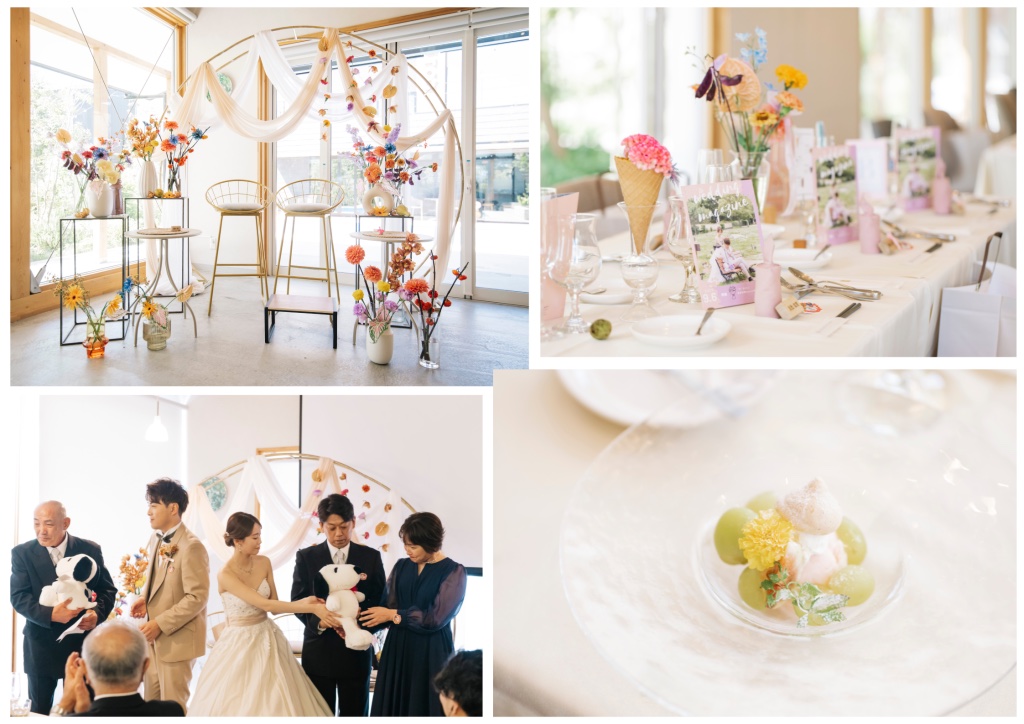 明るくカラフルに飾った家族パーティー会場
